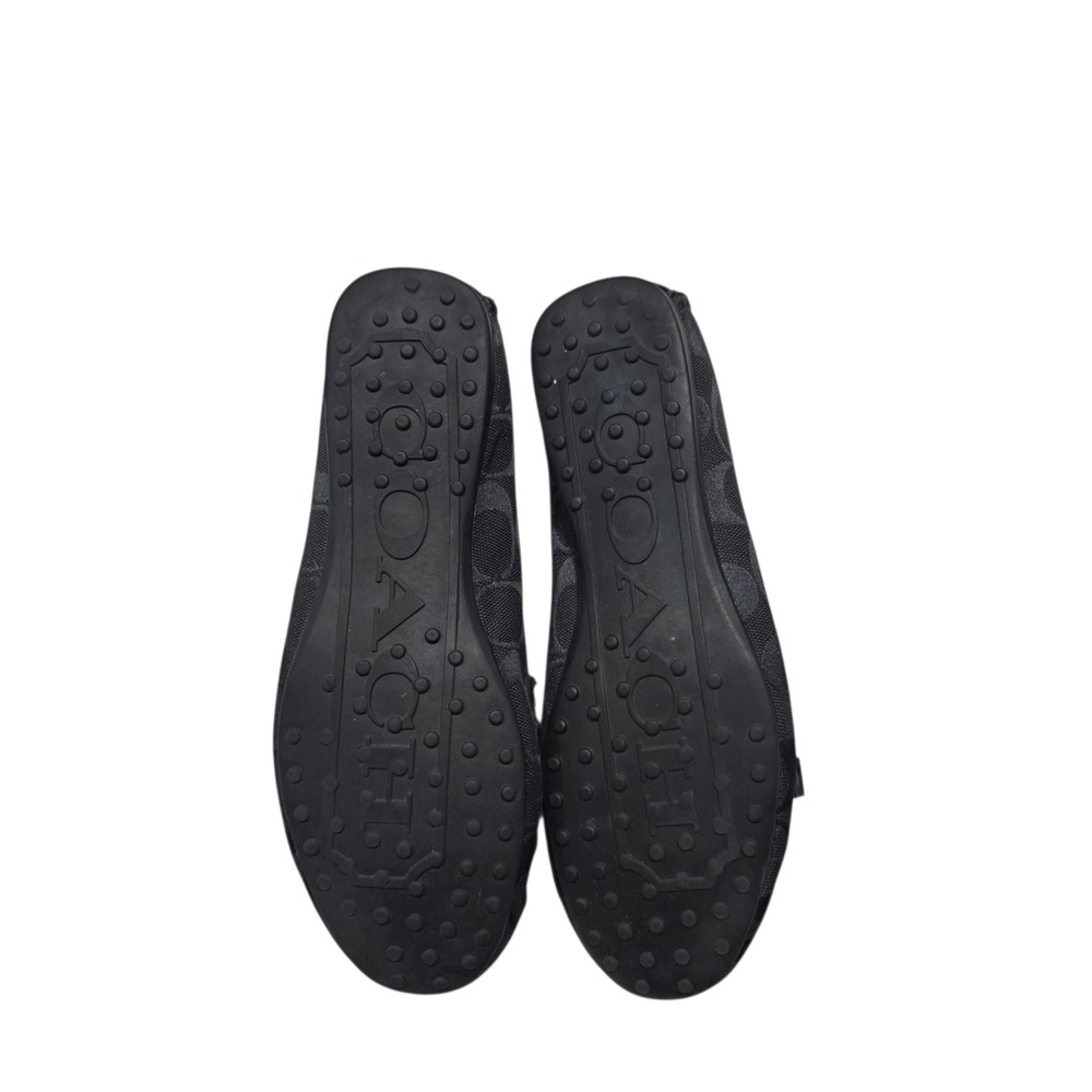 Coach Frida Loafers Womens 7.5B Black Signature Canvas Patent Leather Bow Shoes - Picture 8 of 9